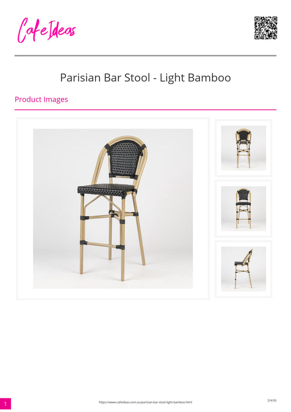 Parisian Bar Stool - Light Bamboo