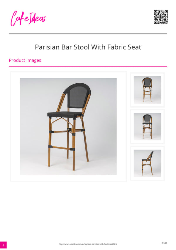 Parisian Bar Stool with Fabric Seat