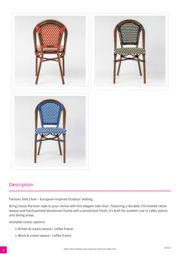 Parisian Side Chair Coffee