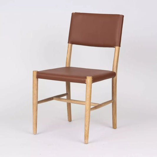 Pascal Timber Chair with Tan PU Seat And Backrest