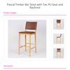 Pascal Timber Bar Stool with Tan PU Seat and Backrest