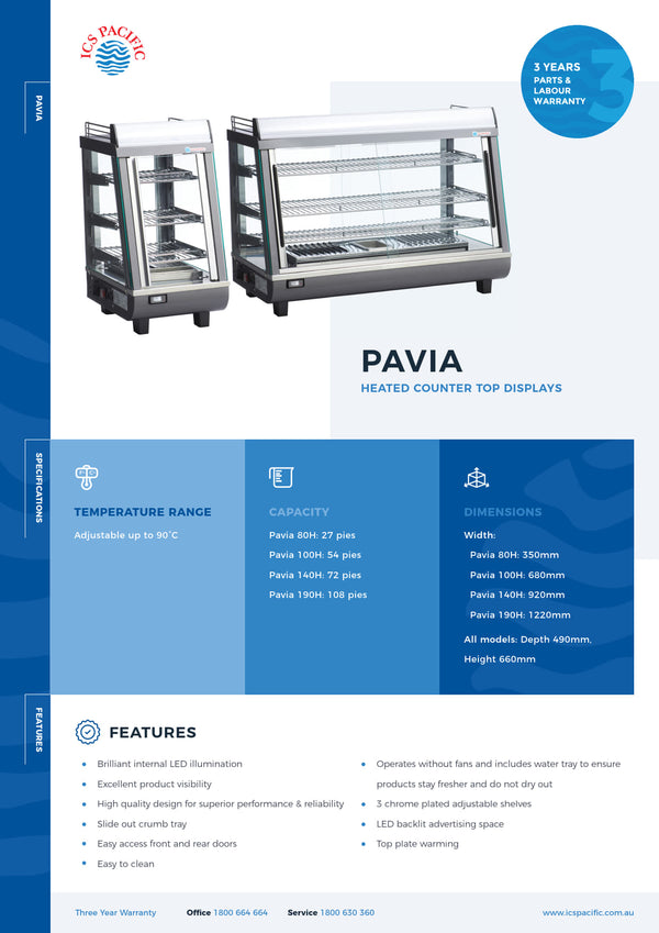 ICS Pacific Pavia 100H RTR96L - Counter Top Heated Display