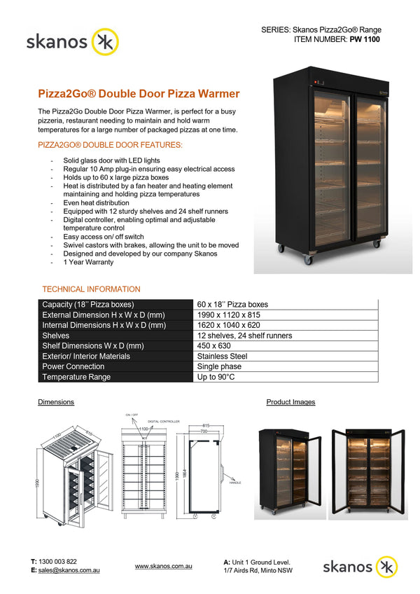 Skanos Pizza2Go® PW1100B Commercial Two Door Pizza Warmer