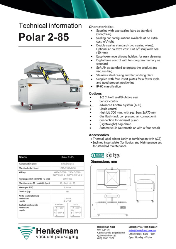 Henkelman Polar 2-85 - Vacuum Packaging Machine