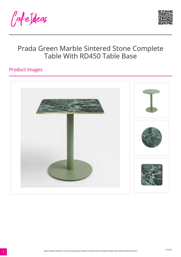 Prada Green Marble Sintered Stone with 450 Table Base