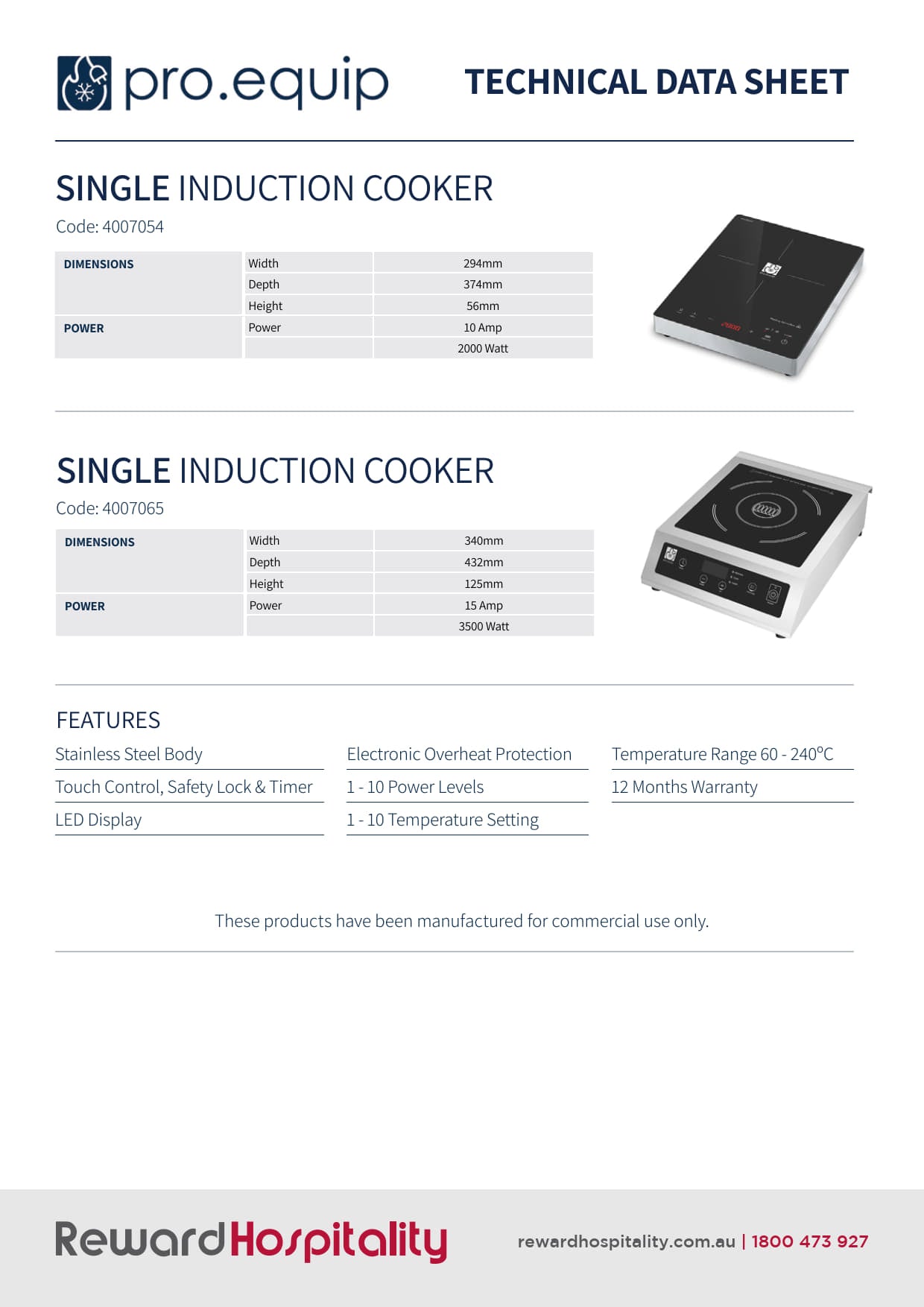 Pro.Equip 3500W - Countertop Induction Cooker