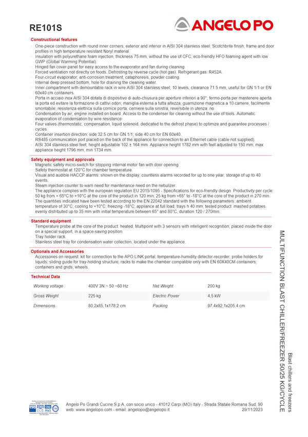 Angelo Po ARI.O RE101S - Blast Chiller/Freezer