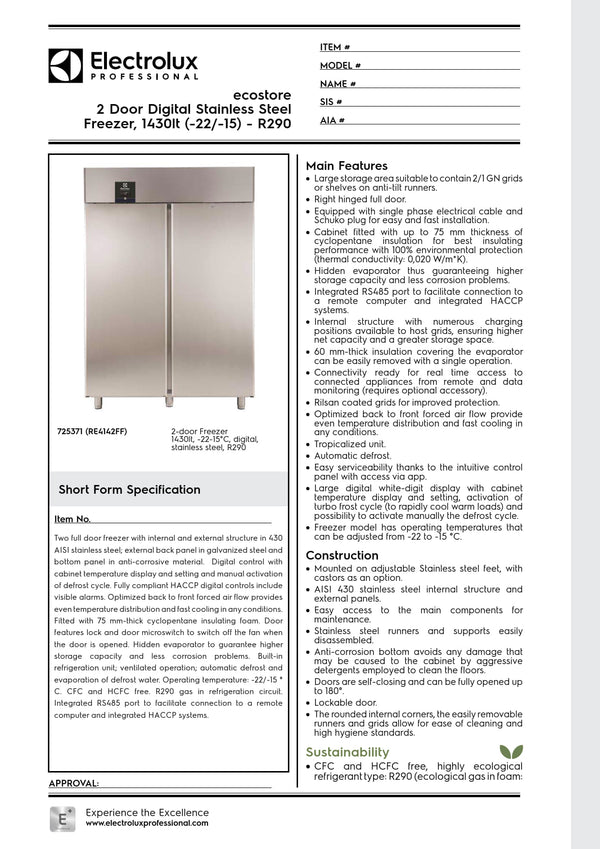 Electrolux Professional ecostore RE4142FF - Two Door Upright Freezer