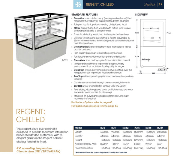 Festive Regent Chilled 600 3 Shelves + Base - Cold Food Display