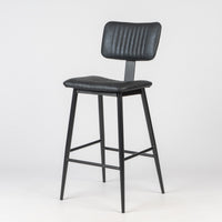 Retro Upholstered Bar Stool with Backrest