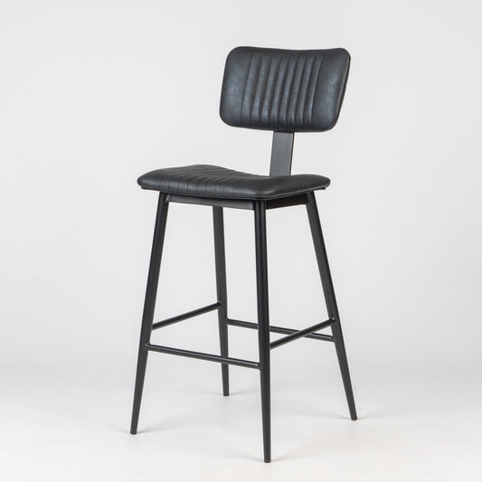 Retro Upholstered Bar Stool with Backrest
