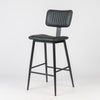 Retro Upholstered Counter Height Bar Stool with Backrest