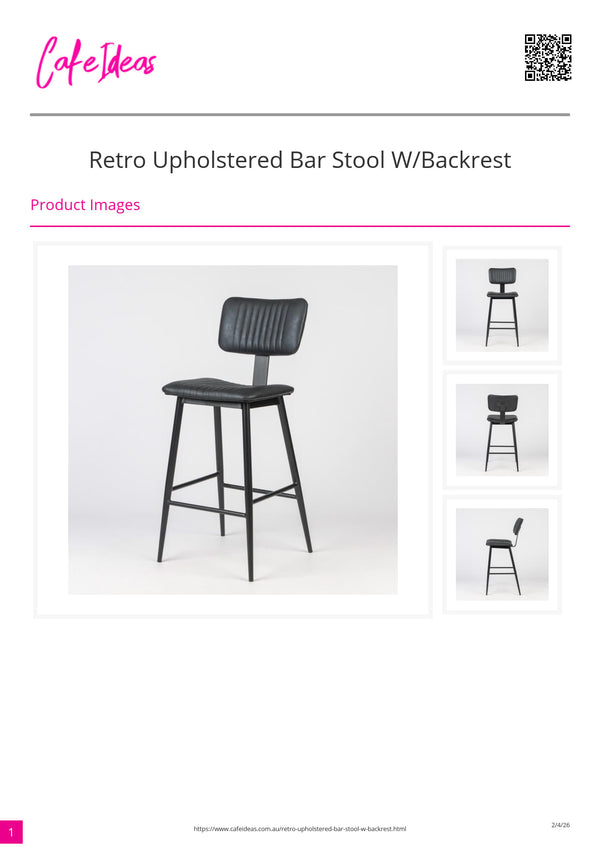 Retro Upholstered Bar Stool with Backrest
