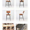 Retro Upholstered Bar Stool with Backrest