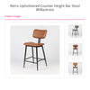 Retro Upholstered Counter Height Bar Stool with Backrest