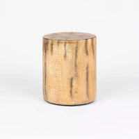 Round Log Metal Stool - Natural