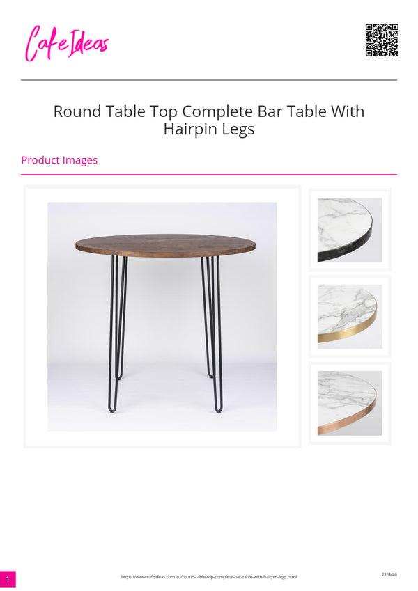 Round Table Top Complete Bar Table with Hairpin Legs