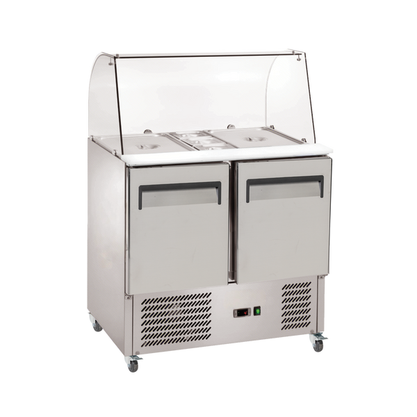 Exquisite SBC250 - Two Door Prep Fridge with Glass Canopy