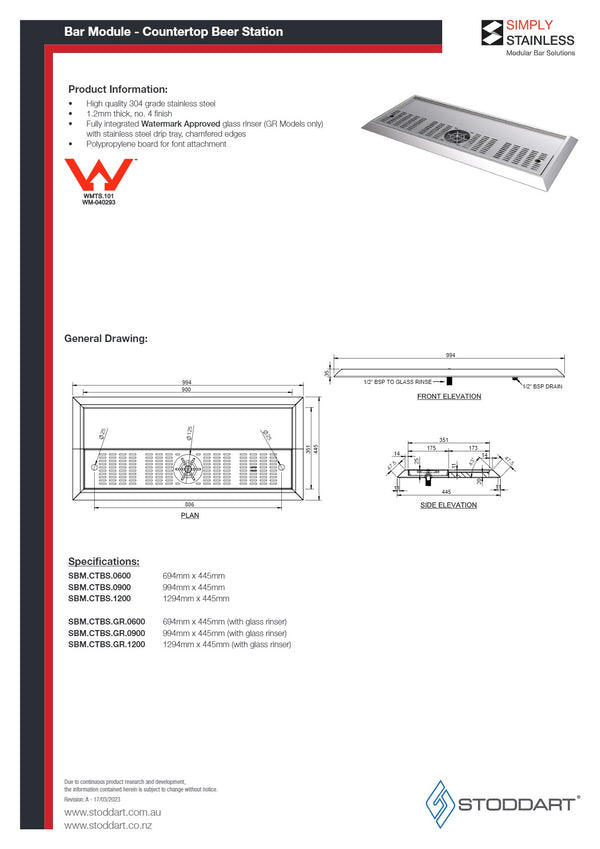 Simply Stainless SBM.CTBS.0600 - Countertop Beer Station