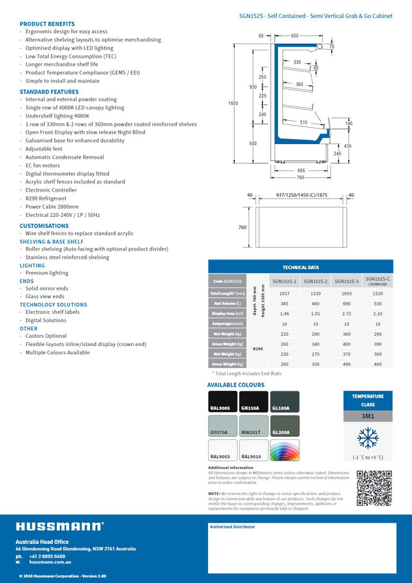 Hussmann SGN152S - Semi-Vertical Display Chiller