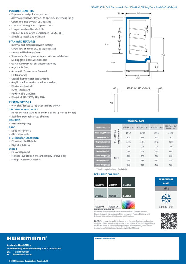 Hussmann SGND153S - Sliding Door Semi-Vertical Display Chiller