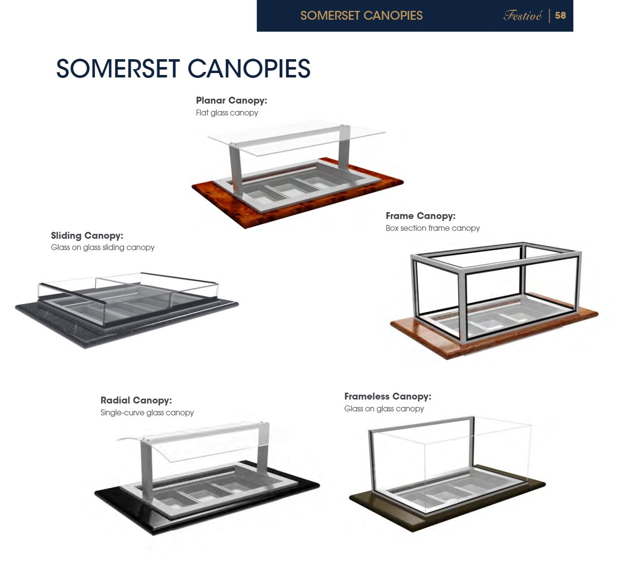 Festive Somerset Cold Deck 2130 - 6 Pan Cold Food Display