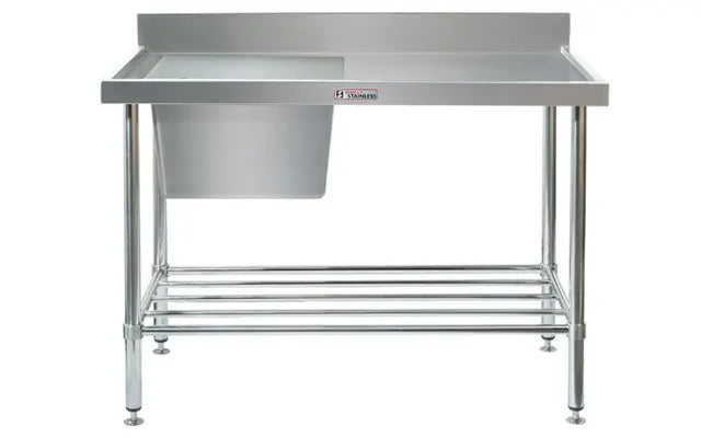 Simply Stainless SS05.7.1200L - Stainless Steel Sink Bench with Splashback