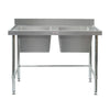 Simply Stainless SS06.2400LB - Stainless Steel Double Sink Bench with Splashback