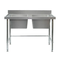Simply Stainless SS06.7.1800LB - Stainless Steel Double Sink Bench with Splashback
