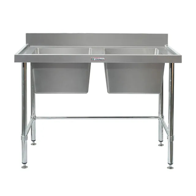 Simply Stainless SS06.1500LB - Stainless Steel Double Sink Bench with Splashback