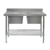Simply Stainless SS06.1500 - Stainless Steel Double Sink Bench with Splashback
