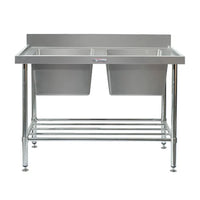 Simply Stainless SS06.1800 - Stainless Steel Double Sink Bench with Splashback