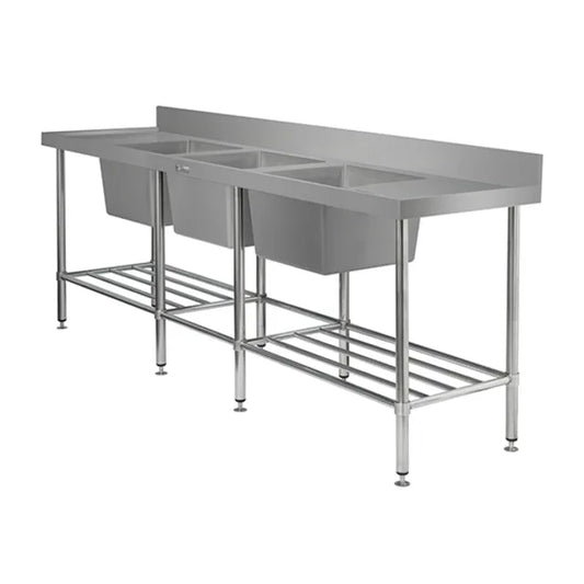 Simply Stainless SS24.2400.TB - Triple Bowl Sink Bench