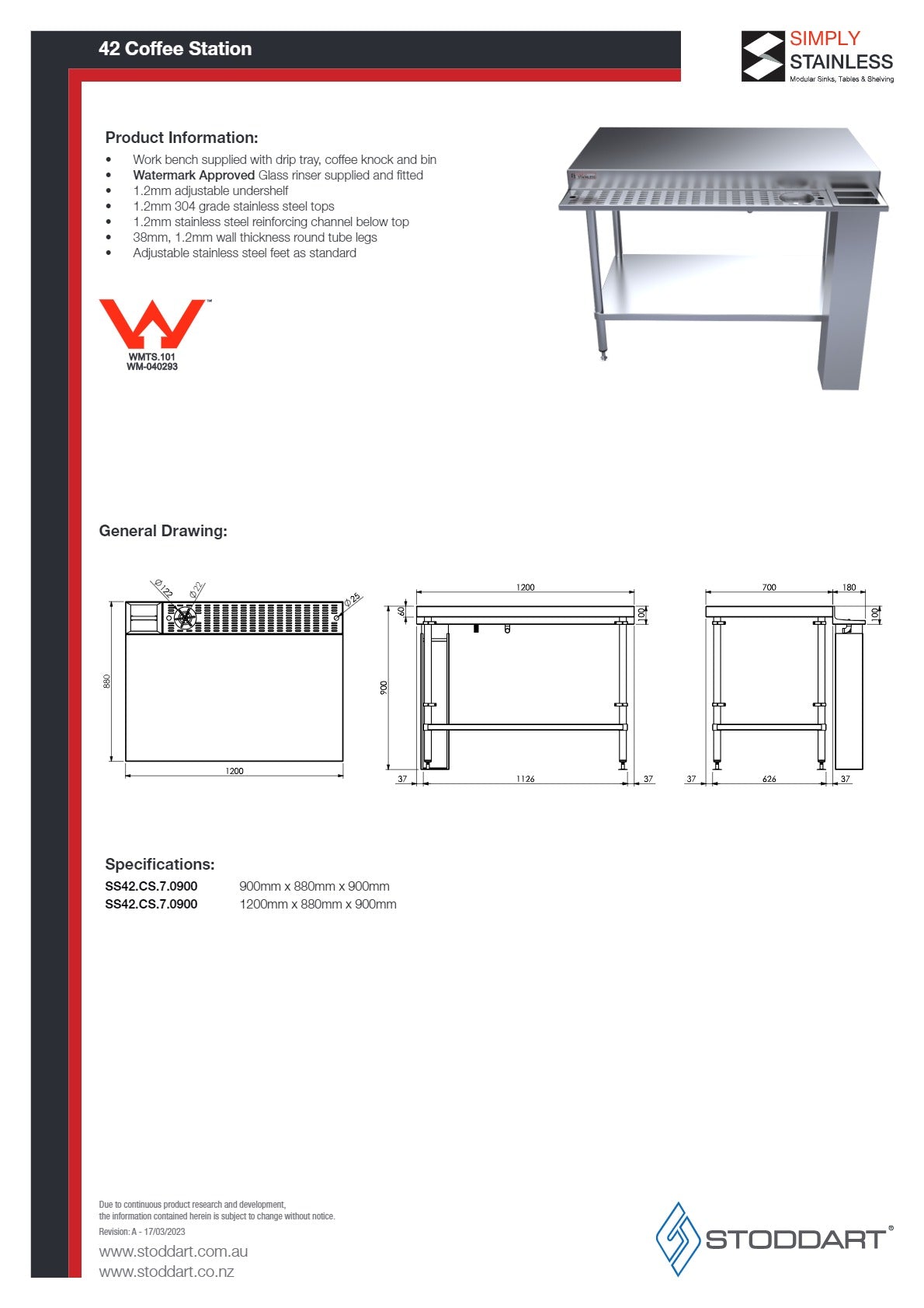 Simply Stainless SS42.CS.7.0900 - Stainless Steel Coffee Station