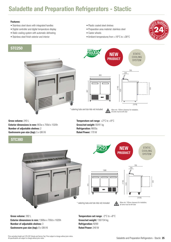 Exquisite STC250 - Two Door Prep Fridge