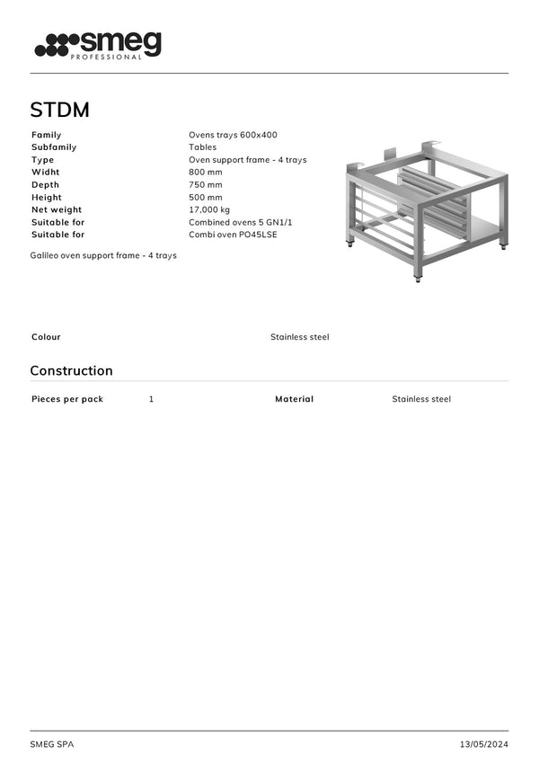 Smeg Professional Galileo STDM - Oven Stand