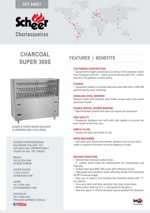 Scheer Proline Super 300 - 1500mm Charcoal Rotisserie