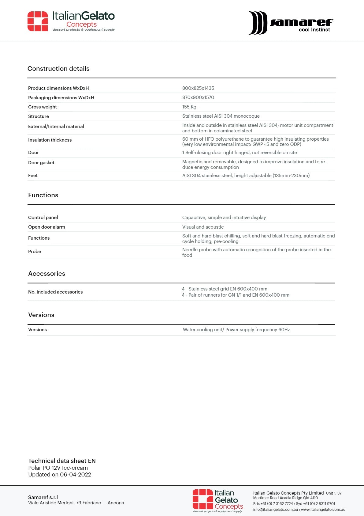 Samaref PO 12V - Blast Freezer