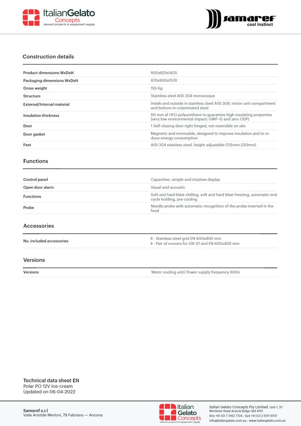 Samaref PO 12V - Blast Freezer