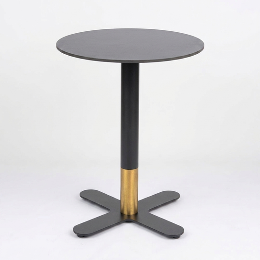 Sintered Stone Table Top with Brass Cross Table Base Dining Table Black