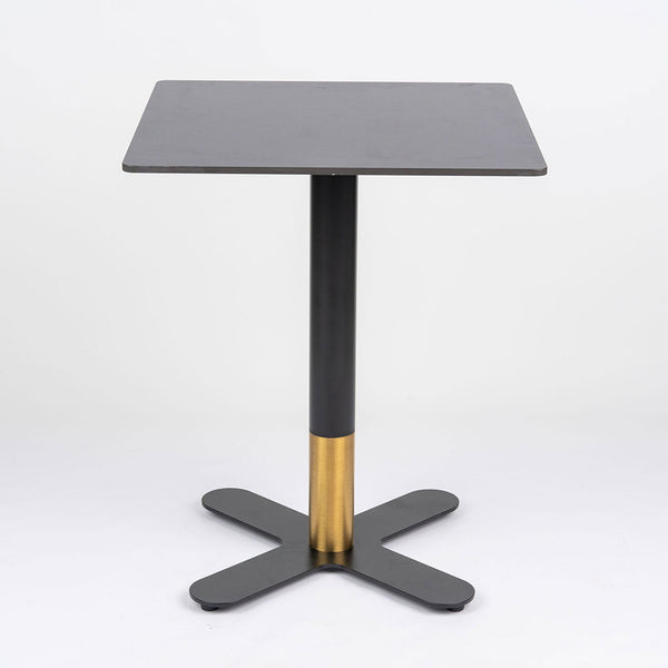 Sintered Stone Table Top with Brass Cross Table Base Dining Table Black