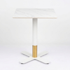 Sintered Stone Table Top with Brass Cross Table Base Dining Table White
