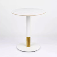 Sintered Stone Table Top with Discus Table Base White