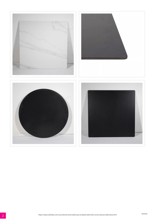 Sintered Stone Table Top with Corsica Deluxe Table Base Black