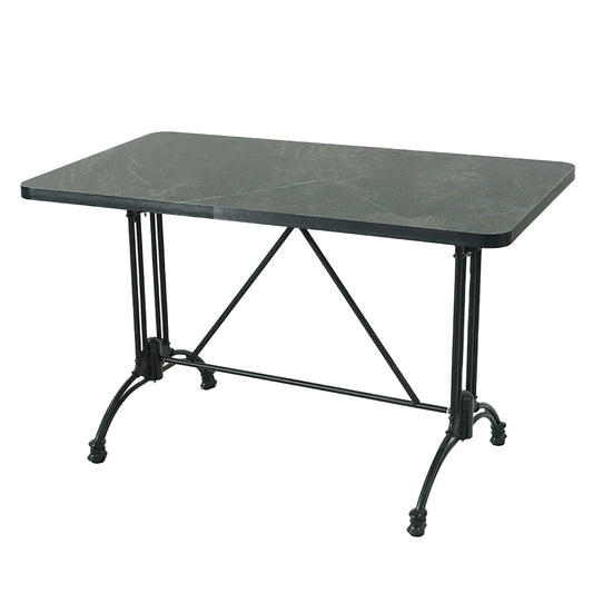Smokestone HPL Black Aluminium Edge Tabletop with Ankara Twin Table Base