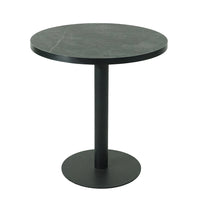 Black Aluminium Edge HPL Laminate Tabletop in Smokestone Complete Table with Round 450 Black Table Base