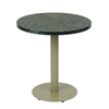 Black Aluminium Edge HPL Laminate Tabletop in Smokestone Complete Table with Round 450 Moss Green Table Base