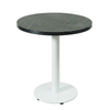 Black Aluminium Edge HPL Laminate Tabletop in Smokestone Complete Table with Round 450 White Table Base