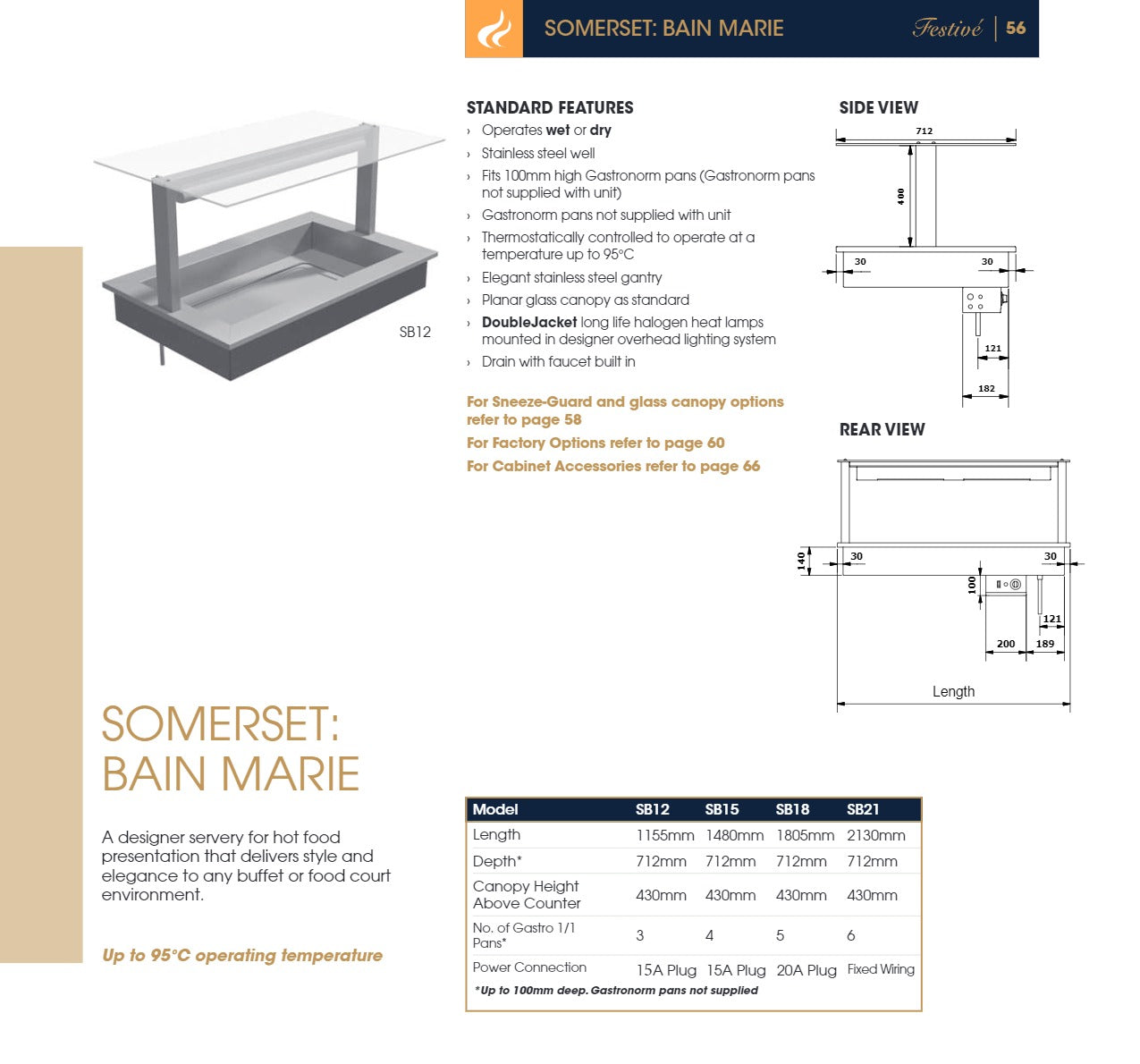 Festive Somerset 2130 - 6 Pan Bain Marie