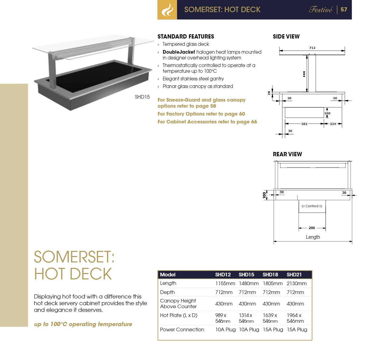 Festive Somerset Hot Deck 1155 - Hot Food Display